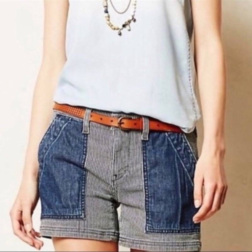 Anthropologie Pilcro and the letterpress Railroad Striped Denim Short